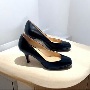 Cole Haan Black Leather Platform Pumps 7 Slip On Nike Comfort Technology​​